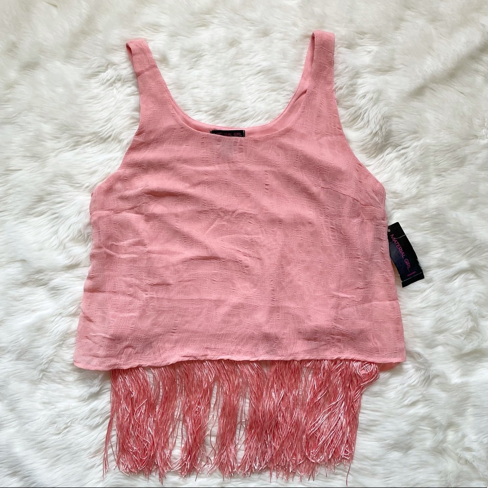 NWT Material Girl Pink Fringe Crop Top Medium